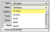 Drop-down filtering